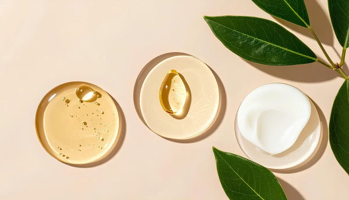Illustrative skin-care textures with green leaves